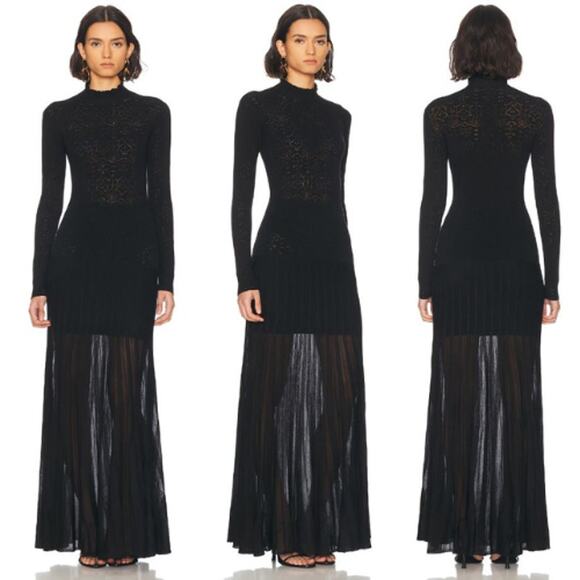 Isabel Marant | NWT Gisole Dress in Black Pointelle Knit A-line Maxi FR 34 US 2 - Picture 1 of 16